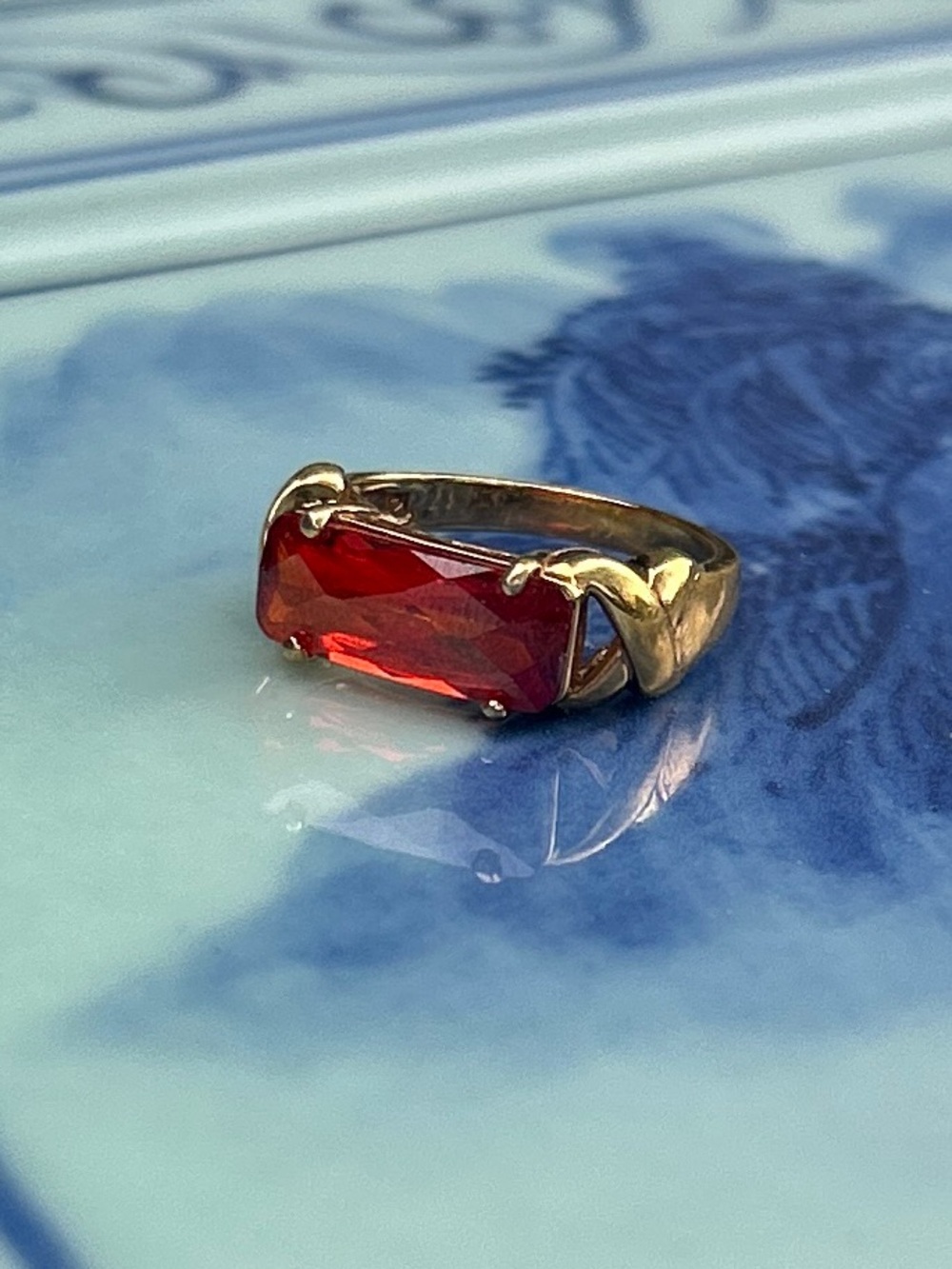 Modern Garnet and Vermeil Ring